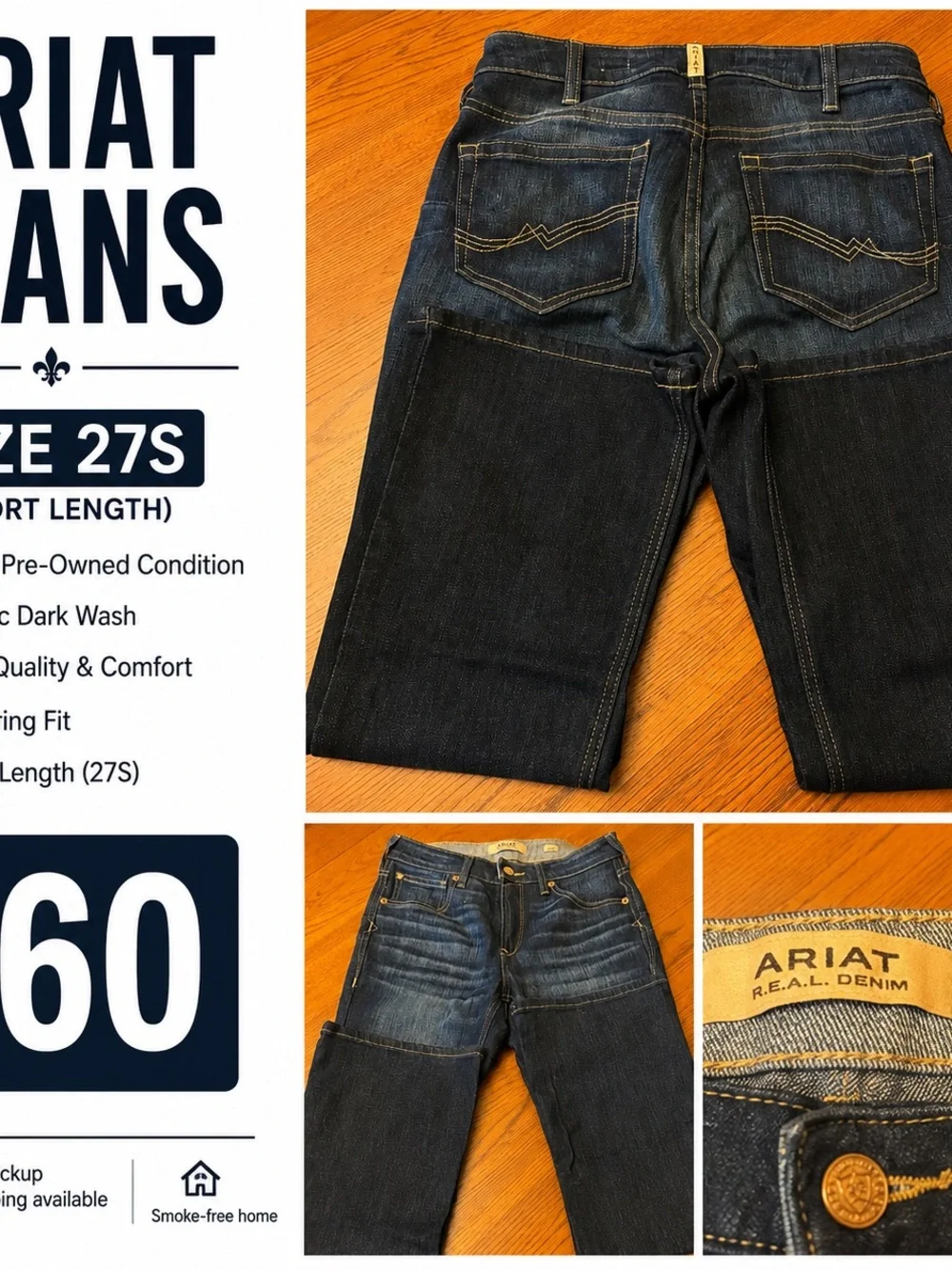 Ariat Men’s Dark Blue Slim Straight Jeans